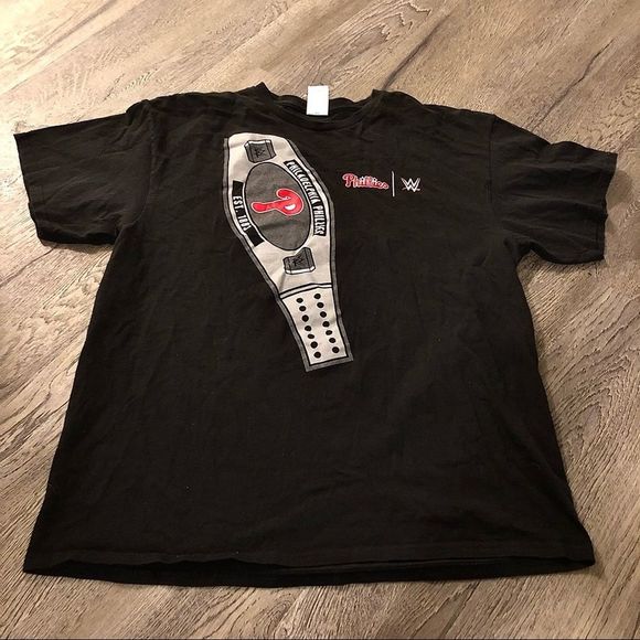 WWE Other - Philadelphia Phillies x WWE Collab Black S/S T-Shirt  Men’s XL MLB 1000 Made